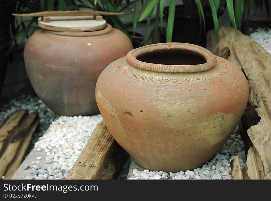 Jar made of clay for decoration