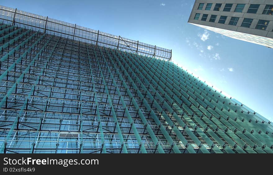 glass sunshades on office building. glass sunshades on office building