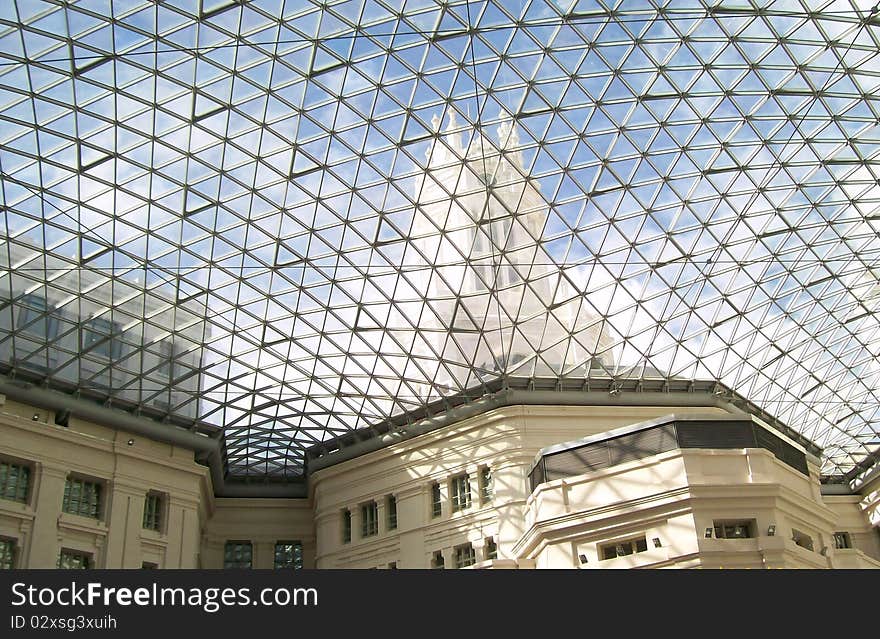 See through netting grid inside the town hall madrid