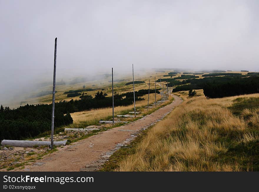 Mountain path in frog in the national park Krkonose