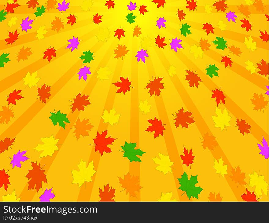 Bright Background of autumn leaves. Vector illustration