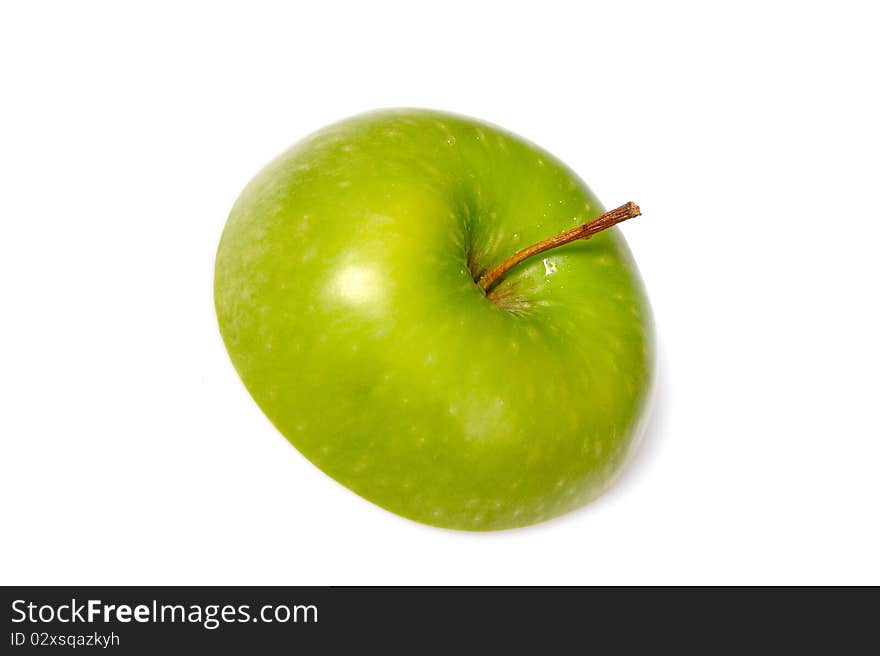 Fresh green apple cut into slices. isolated on white background