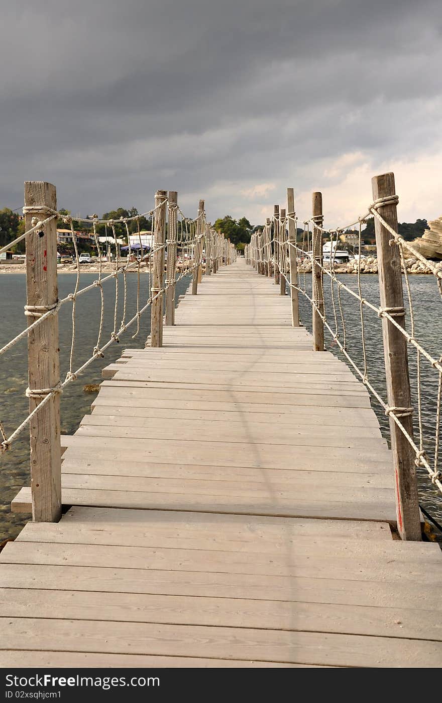 Bridge in Laganas Bay to small island, Zakynthos, Greek Island. Bridge in Laganas Bay to small island, Zakynthos, Greek Island