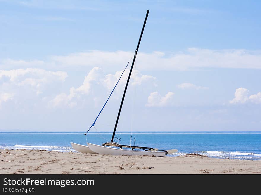 Catamaran on a beach