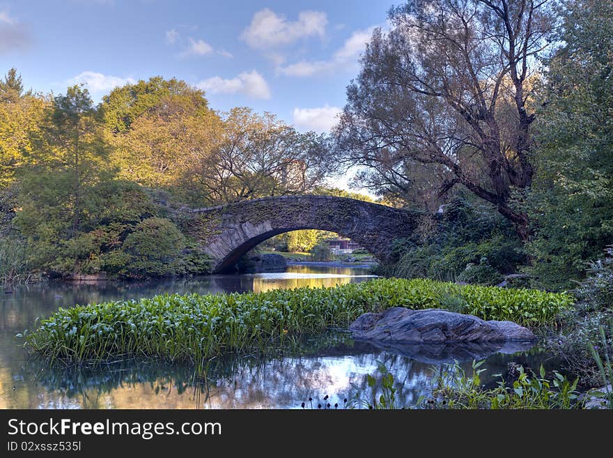 Early autumn in Central Park by the lake. Early autumn in Central Park by the lake