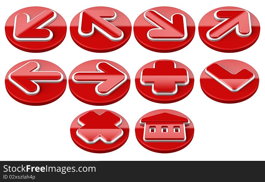 Red Arrow sign web 2.0 internet buttons on a round shape. Red Arrow sign web 2.0 internet buttons on a round shape