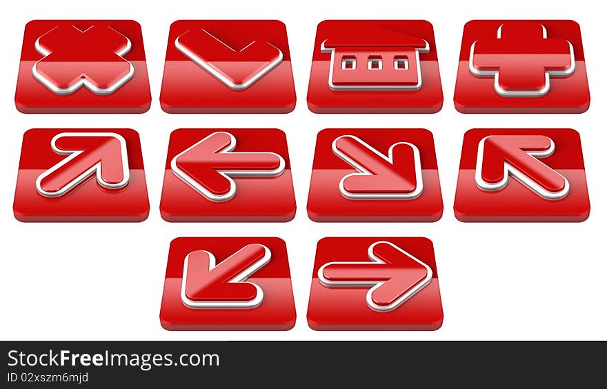 Red Arrow sign web 2.0 internet buttons on a square shape. Red Arrow sign web 2.0 internet buttons on a square shape