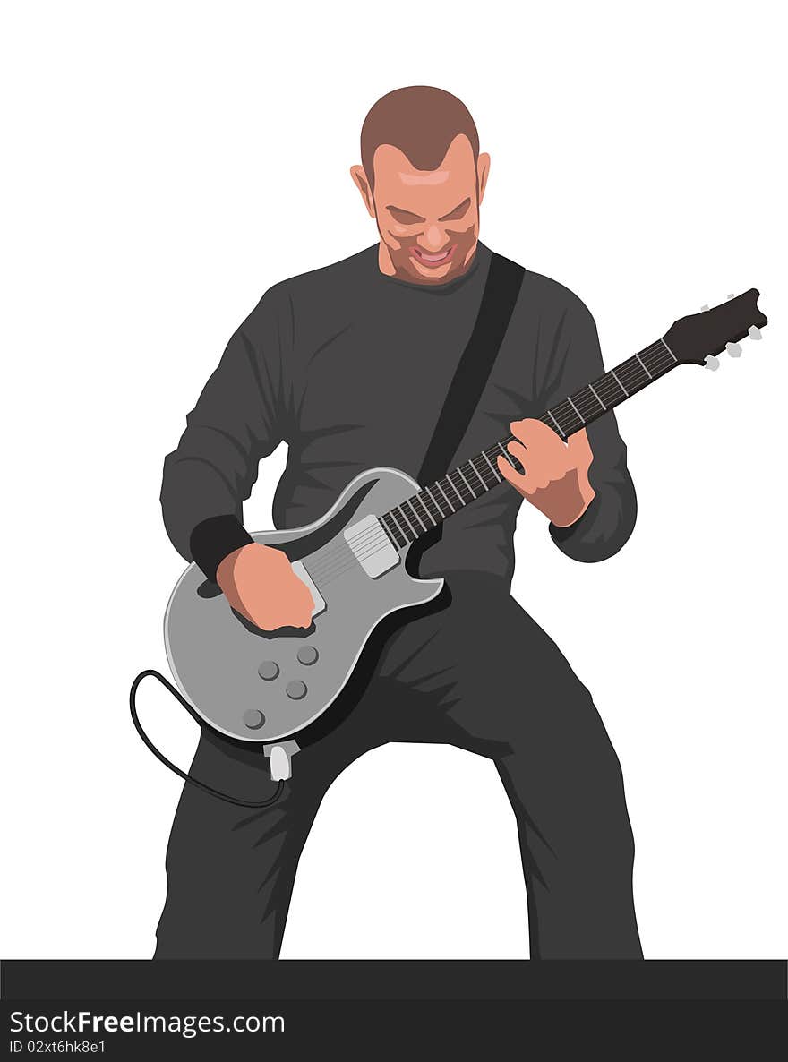 A man playing electric guitar. A man playing electric guitar