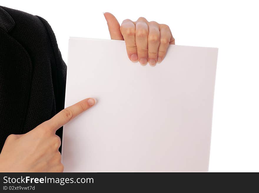 The new worker holds the white blank paper in the hand