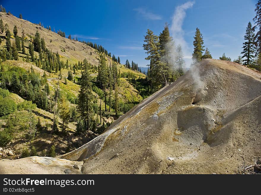 Steam Vent and Sulfer Rock Formations at the Lassen Volcanic National Park