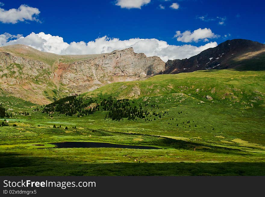 Guanella Pass along the Continental Divide in Colorado glows in the evening sunlight. Guanella Pass along the Continental Divide in Colorado glows in the evening sunlight