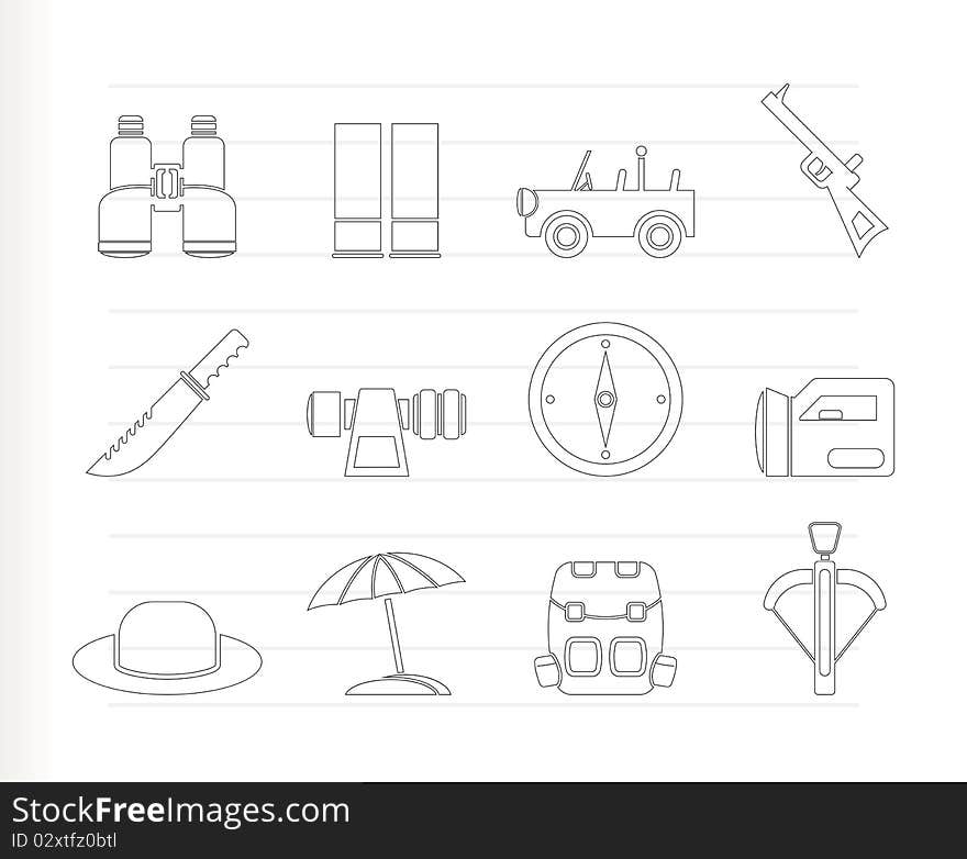 Safari, hunting and holiday icons - icon set