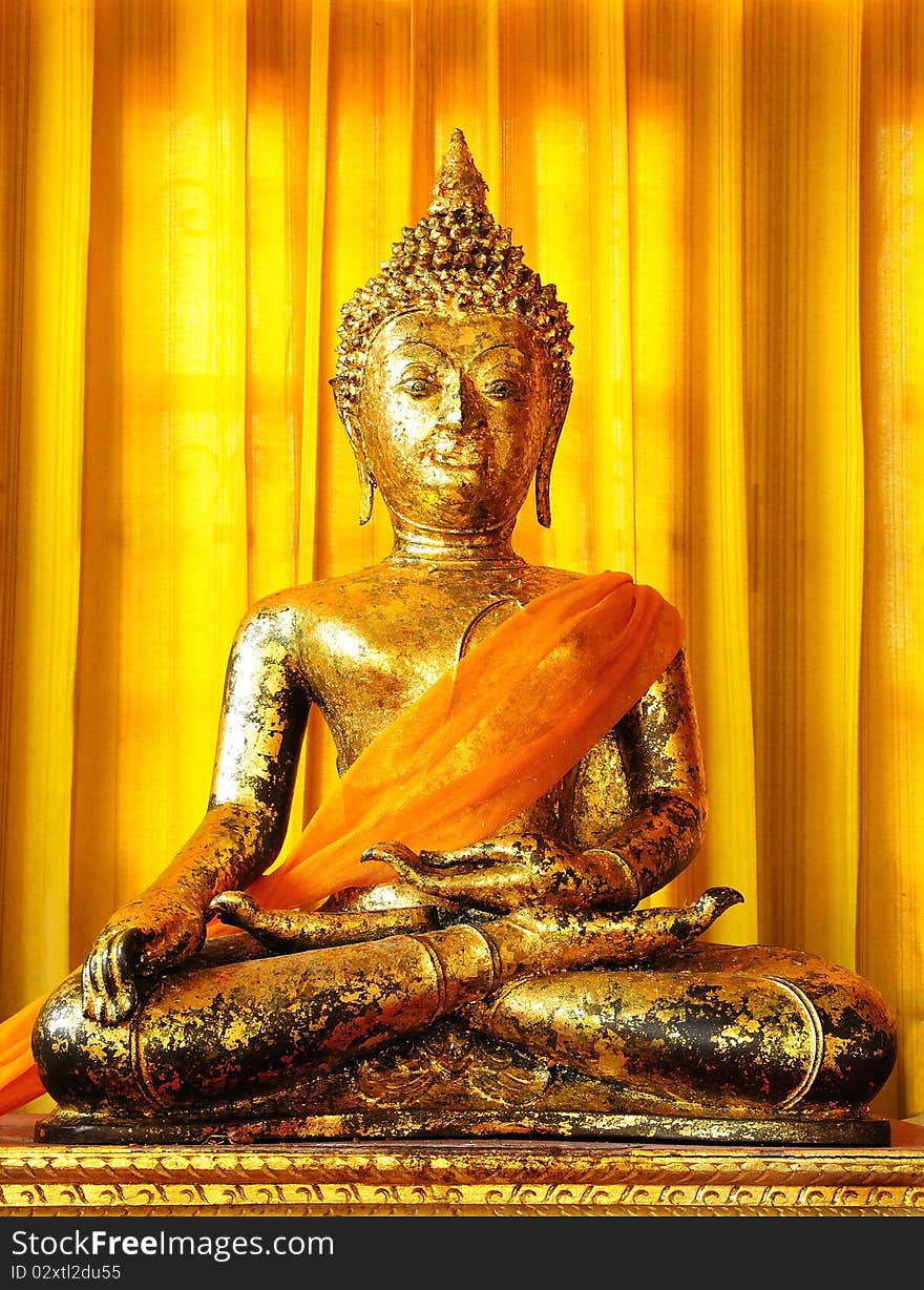 Principle Buddha image in a temple, image of Buddha in a temple of Thailand