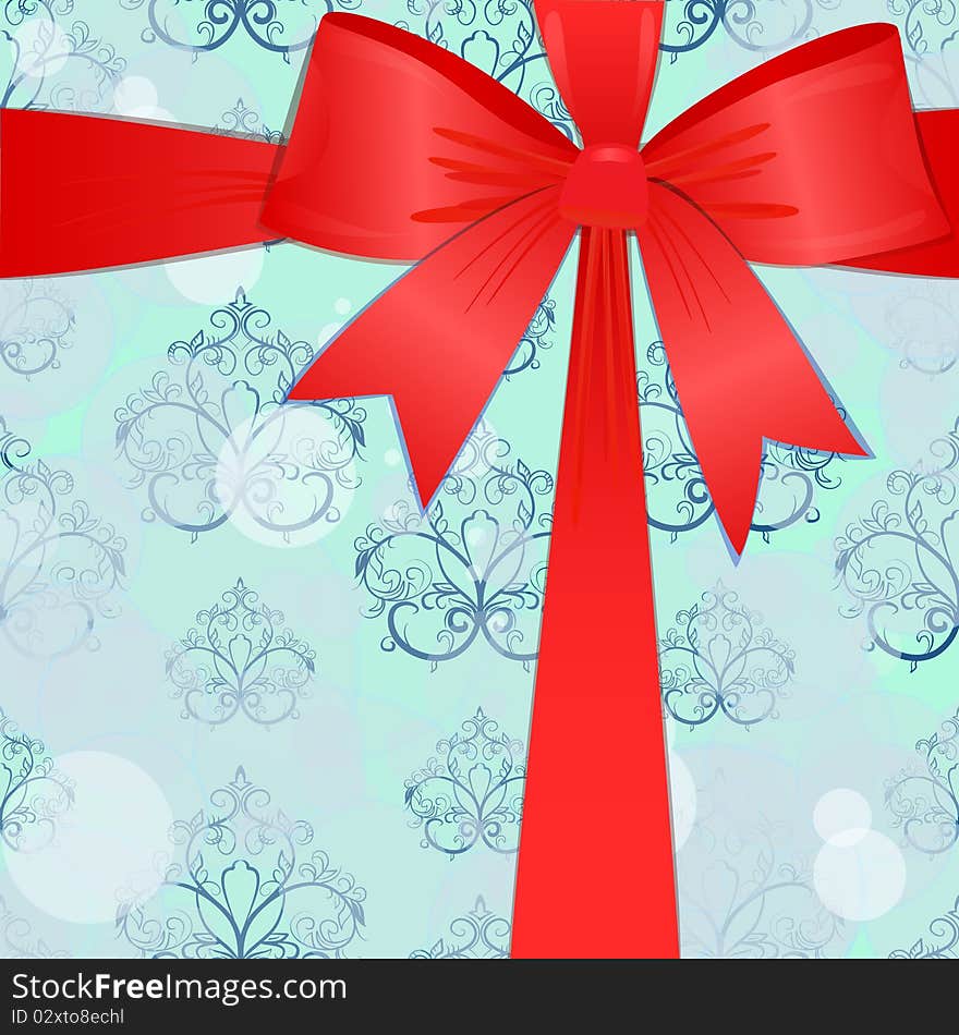 Christmas Background With A Red Bow. Eps10