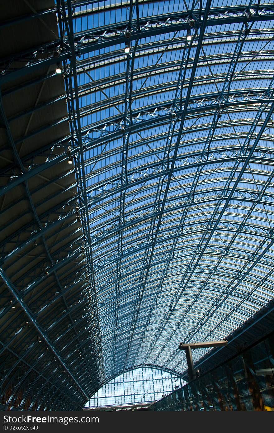 Famous glass roof of St Pancras International station