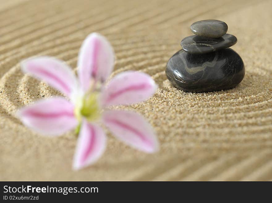 Asian zen garden of harmony in sand