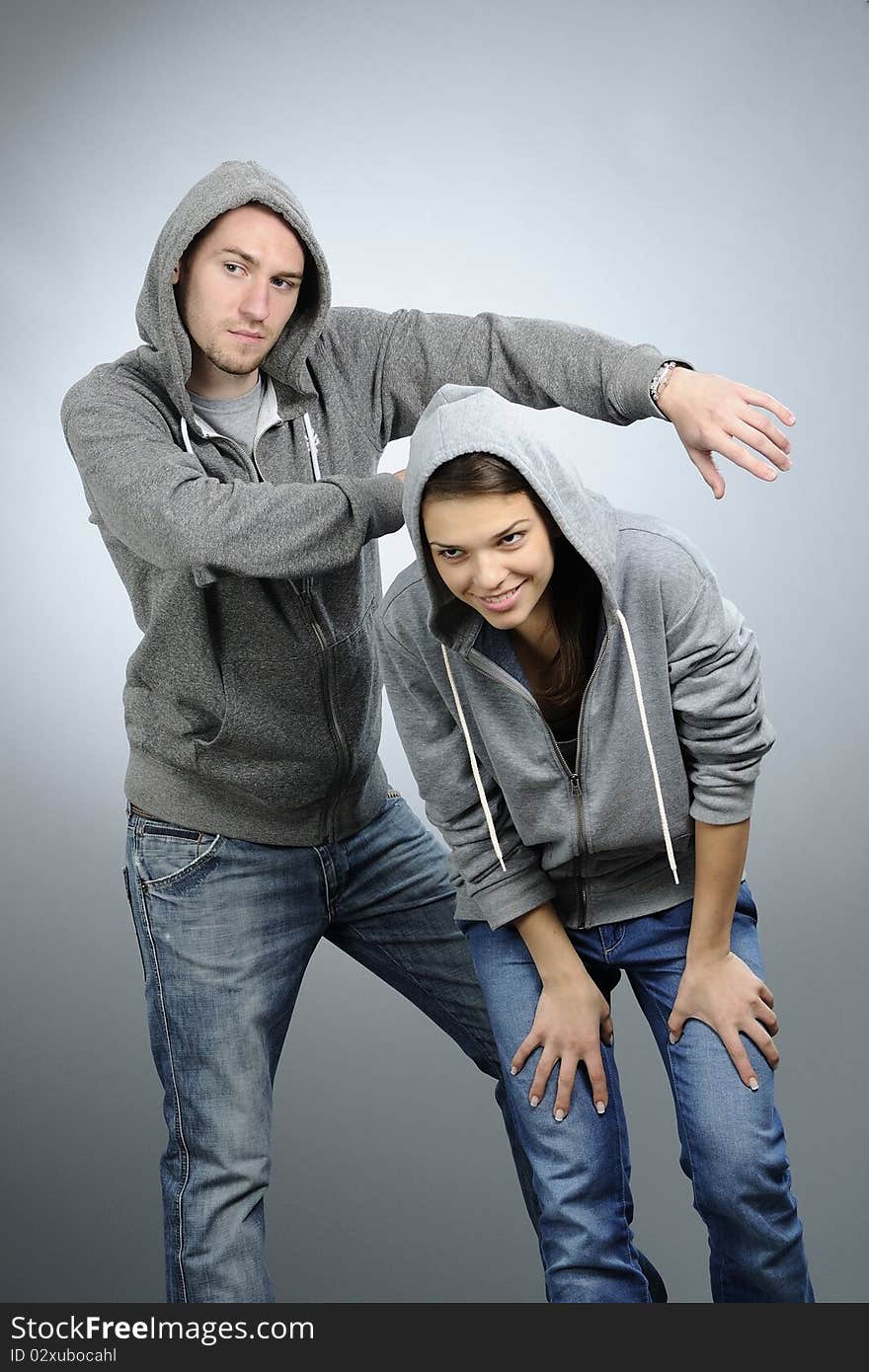 Dancing teens practicing