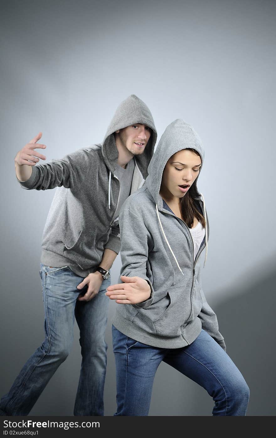 Caucasian man and woman exercising movements. Caucasian man and woman exercising movements