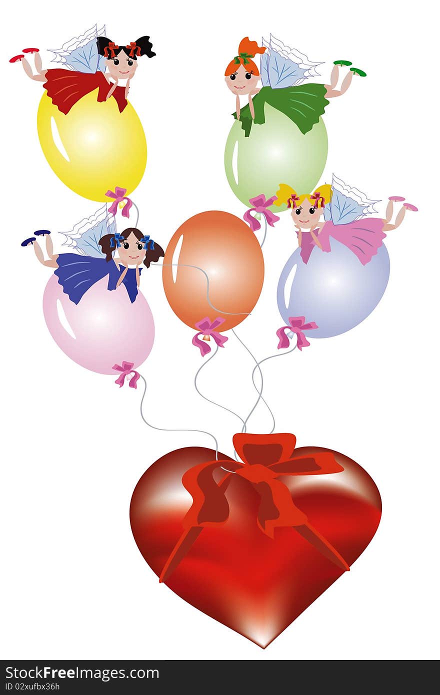 Fairies flying on the balloons