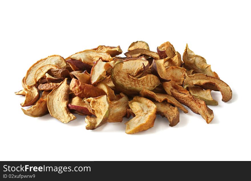 Dried apples on a white background