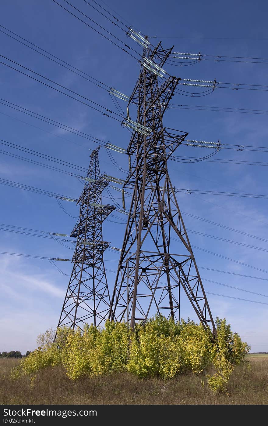 Tower of power lines. The design of carrying electric wires