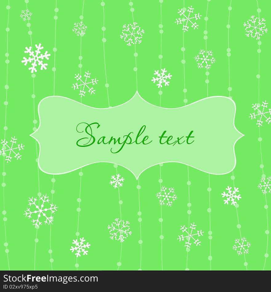 Retro Snowflakes Card in Green