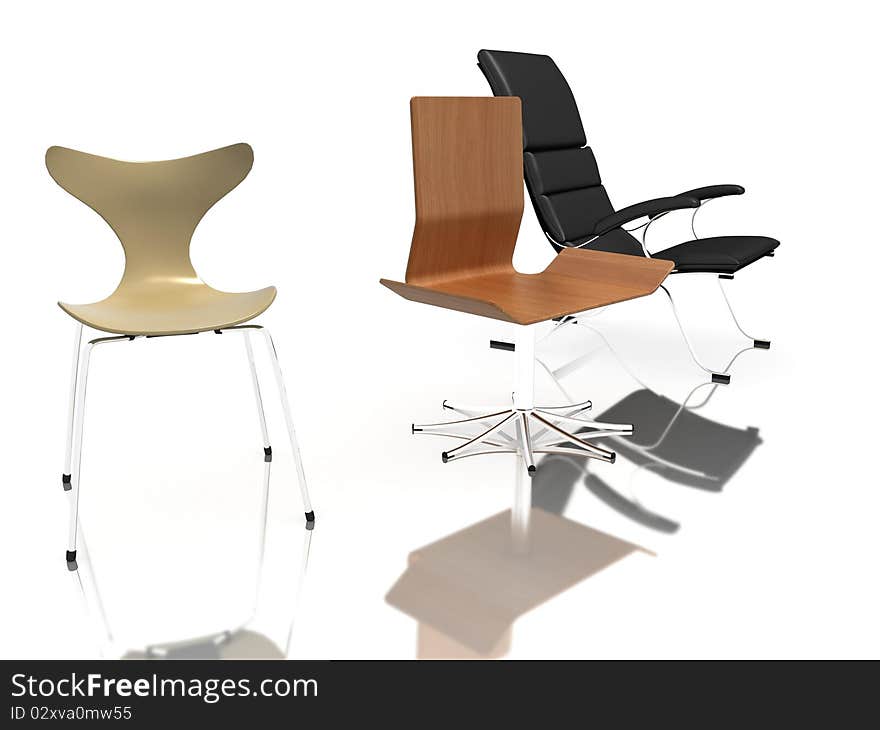 Three modern chairs