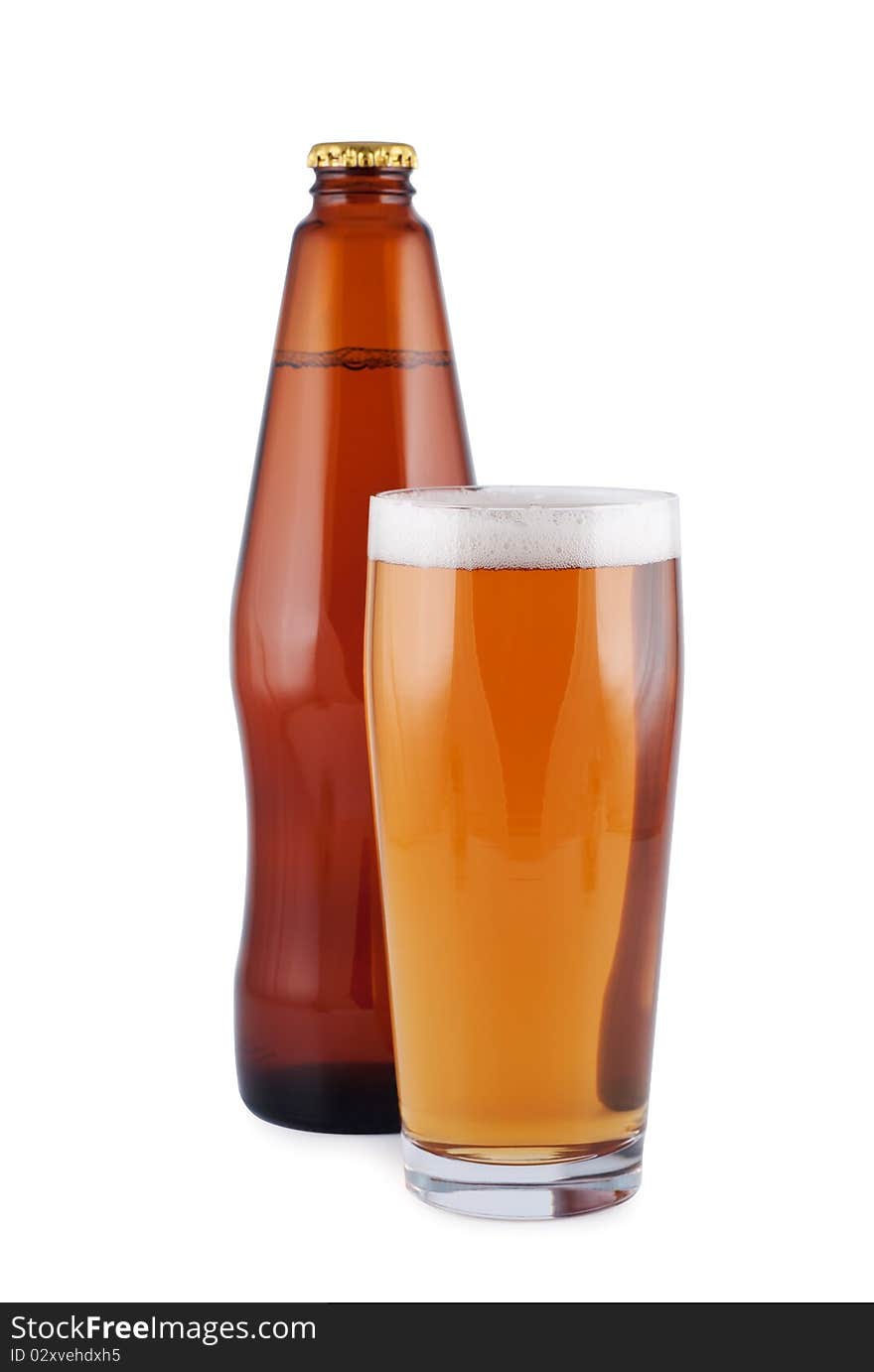 Beer bottle glass isolated on white. Beer bottle glass isolated on white.