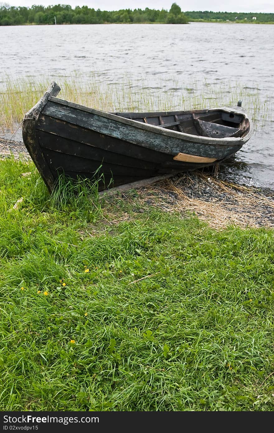 Wooden boat in Kizhi island