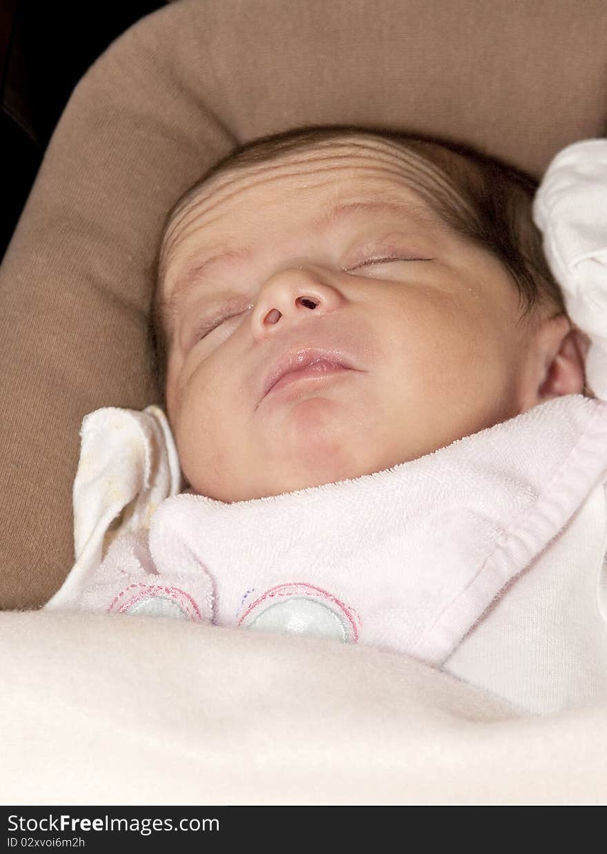 Infant baby girl stretching