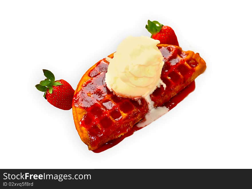 Strawberry icecream waffer cake dessert