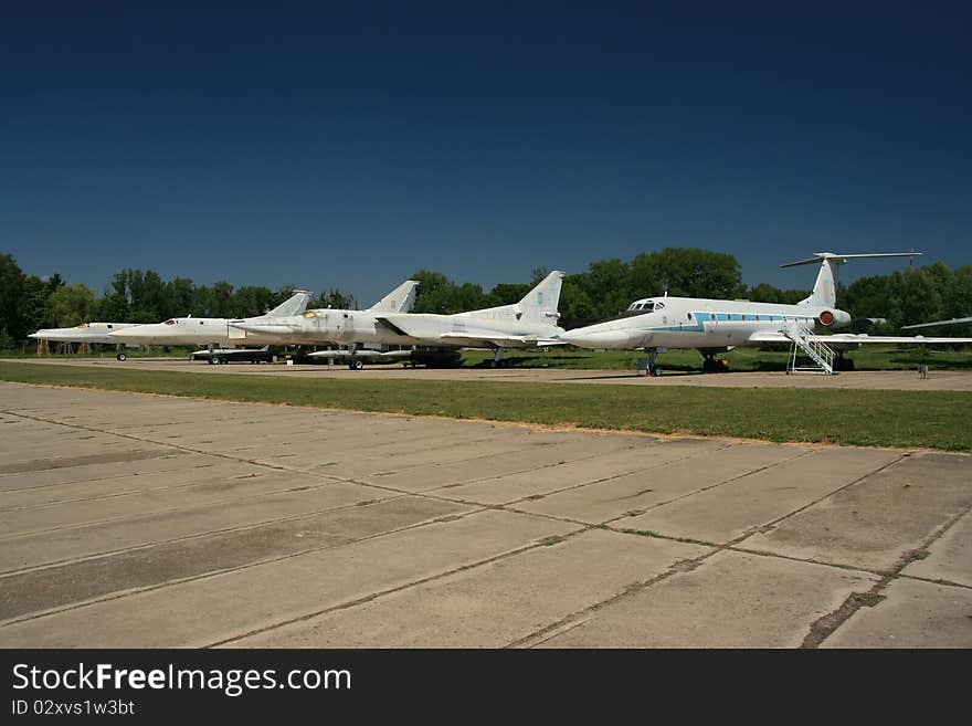 A line of Tu 22 Soviet nuclear bombers on the tarmac. A line of Tu 22 Soviet nuclear bombers on the tarmac