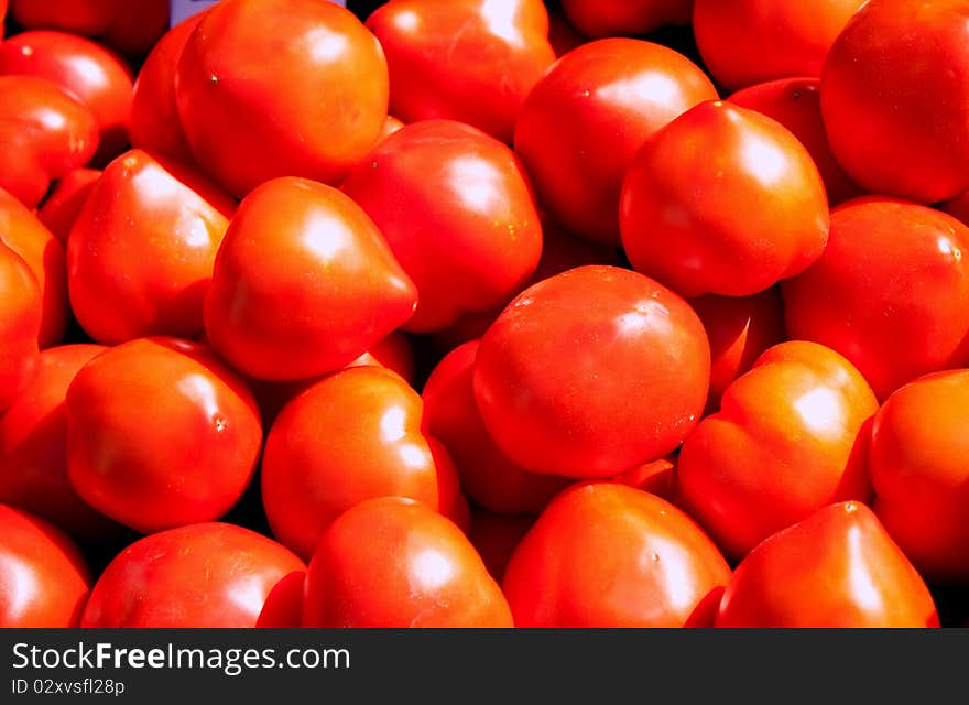 Red tomato pile.Picture taken right at the market. Red tomato pile.Picture taken right at the market.