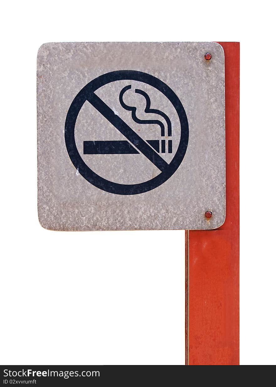 No smoking metal sign on the white background