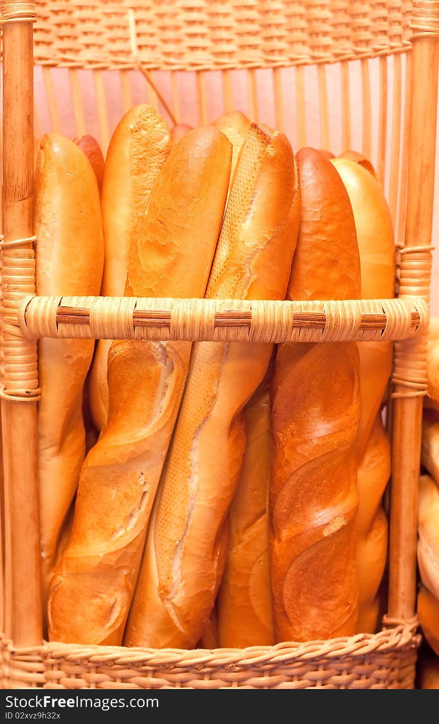 Fresh baguette combined in a basket. Fresh baguette combined in a basket