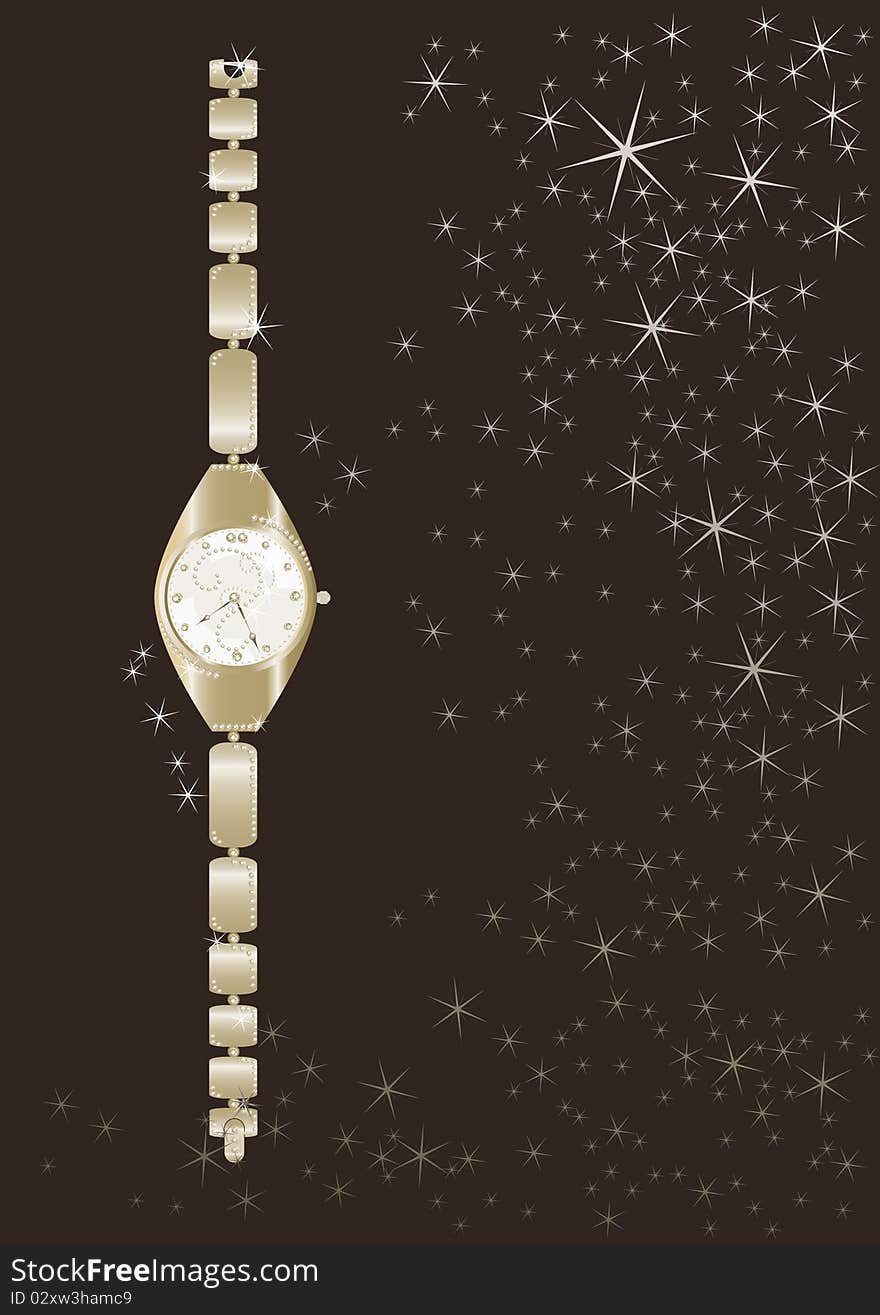 Glamour woman watch on a brown background