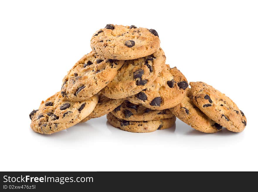 Stack Of Chocolate Chip Cookies Isolated