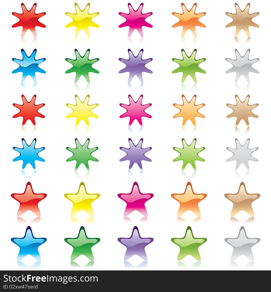 Shiny multicolored buttons in form of candy stars