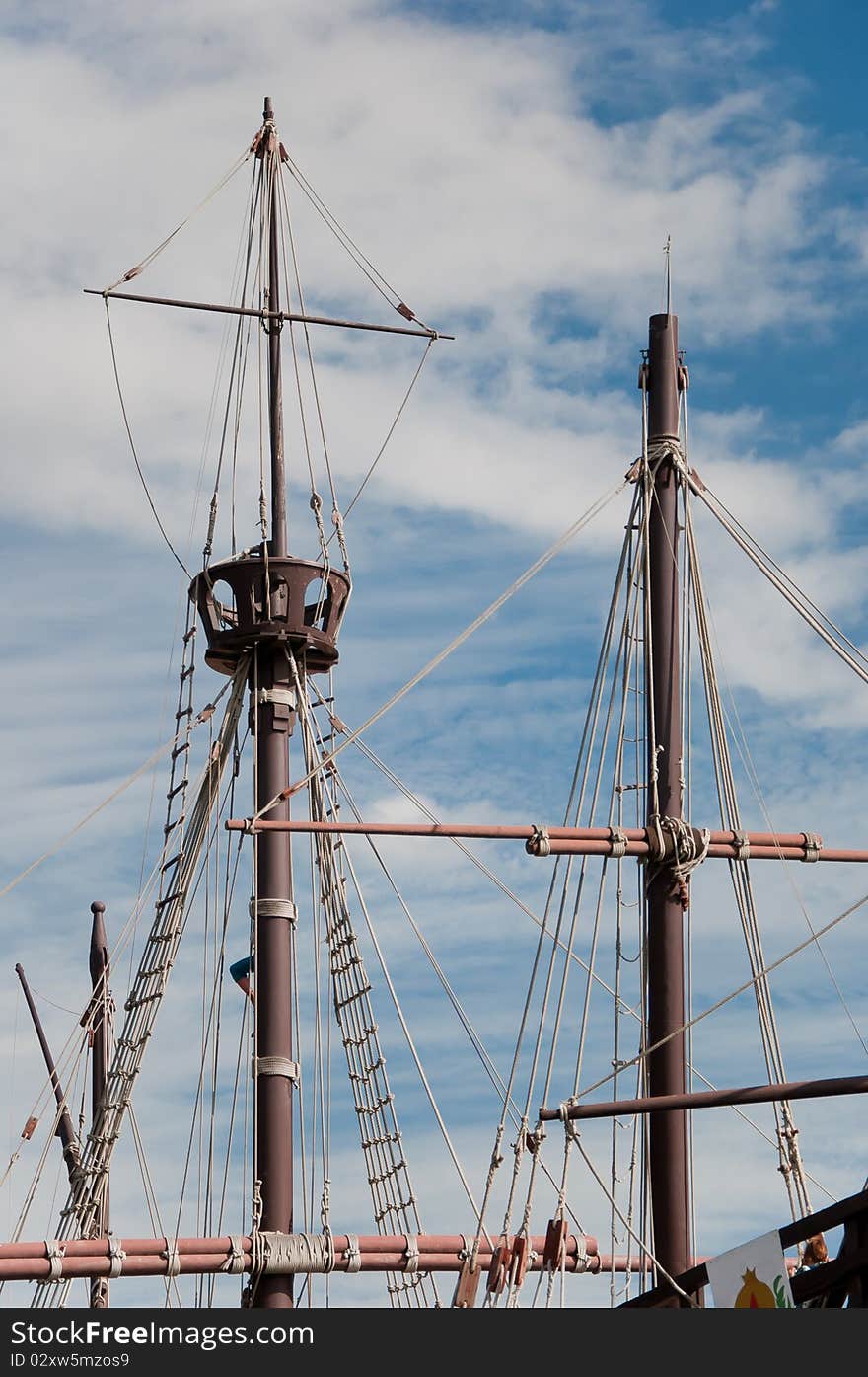 Mast of the replica of a Columbus s ship