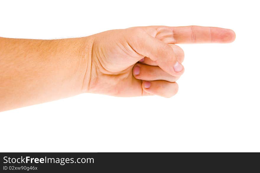 Hand shows the gesture on a white background