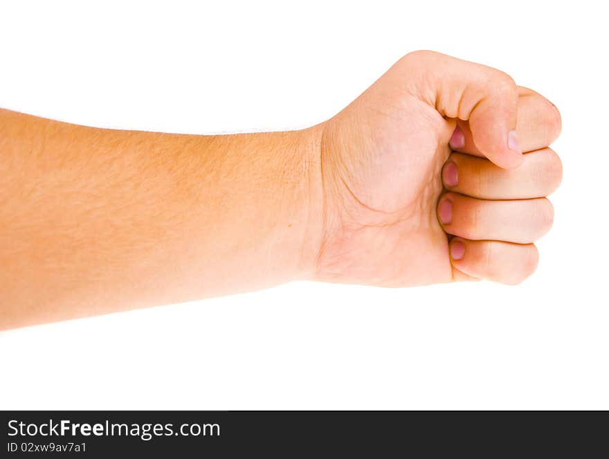 Hand shows the gesture on a white background