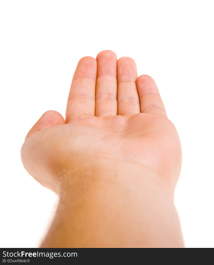 Hand shows the gesture on a white background