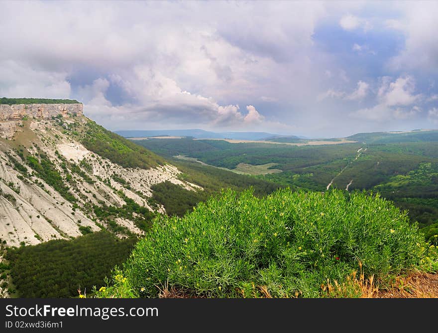 Magical view from the mountains to the valley