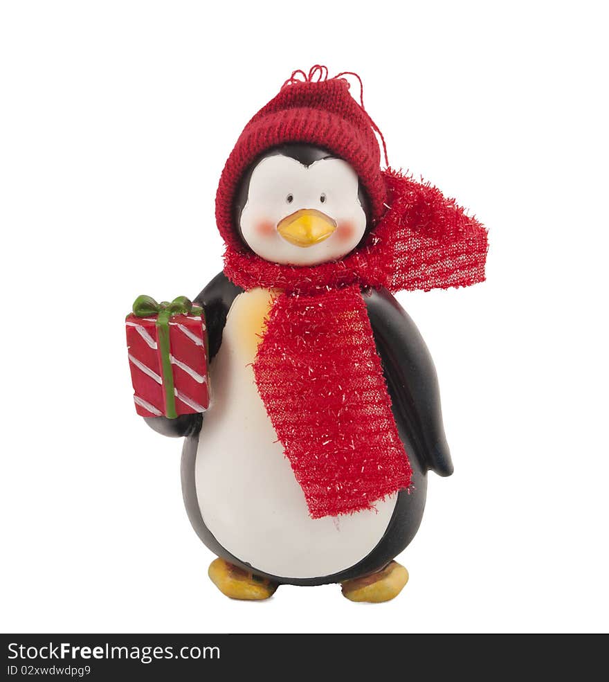 Christmas penquin isolated on a white background