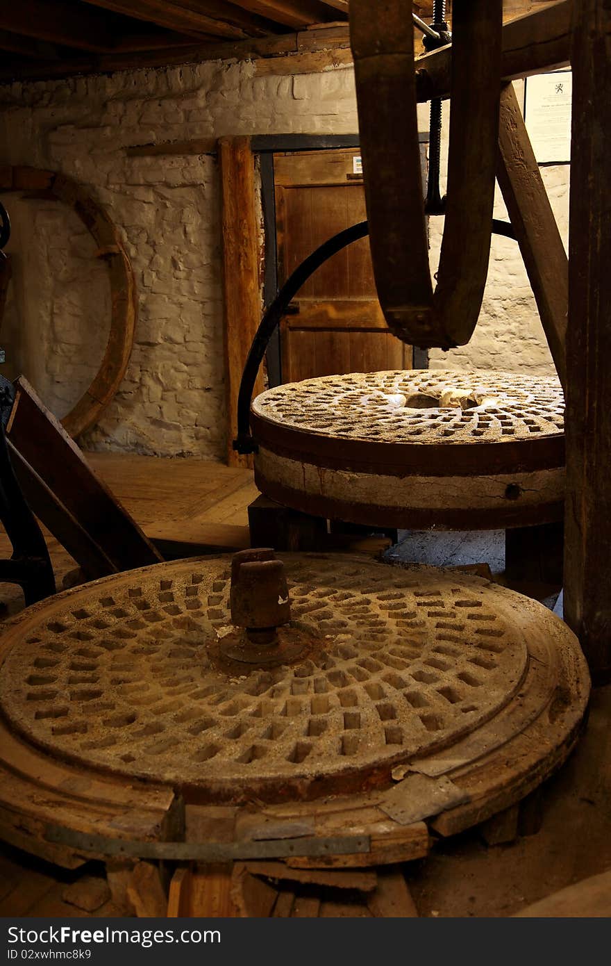 The heart of an old watermill in Belgium.