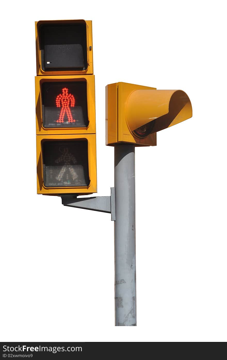 Isolated pedestrian lights with red light shining. Isolated pedestrian lights with red light shining