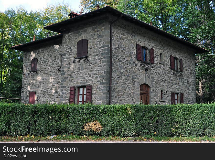 Old Farmhouse in a Tuscany mountain in autumn