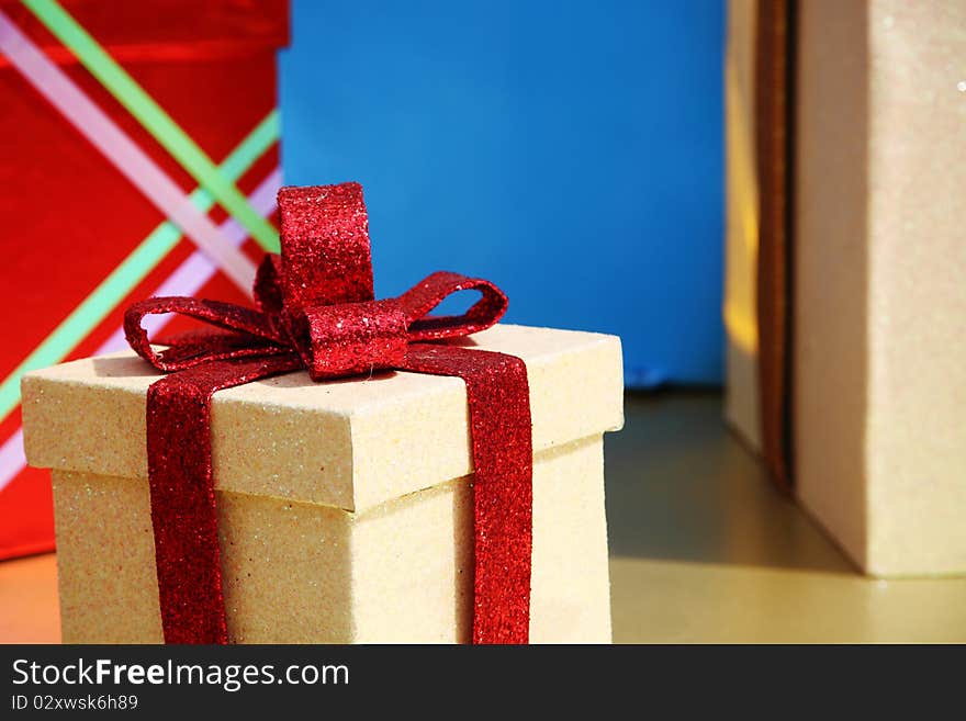 Closeup view of a gift box