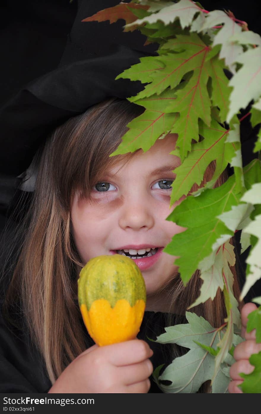 Girl Disguised As A Witch For Halloween