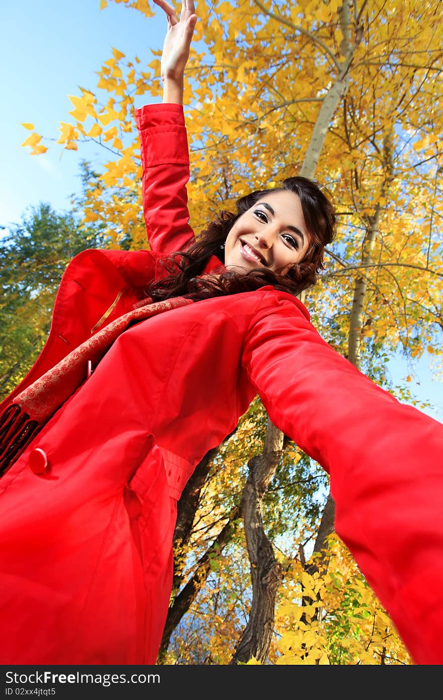 Young pretty woman at the autumn park. Young pretty woman at the autumn park.